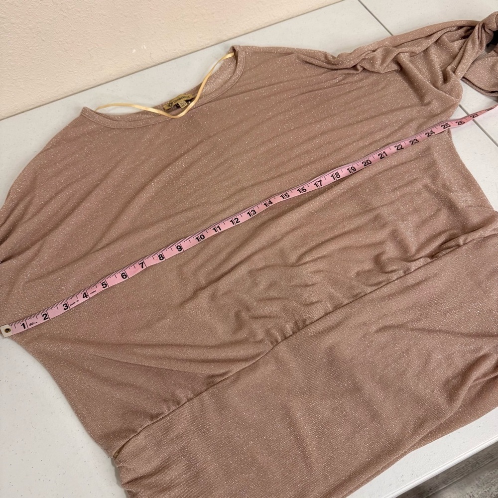 Democracy Sparkle Blouse Long Sleeve 5-Button Cuff Brown Sugar Women’s Size XL - Picture 7 of 11